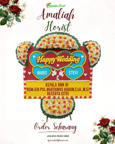 Karangan Papan Bunga Pernikahan di Aryaduta Medan